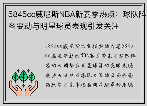 5845cc威尼斯NBA新赛季热点：球队阵容变动与明星球员表现引发关注